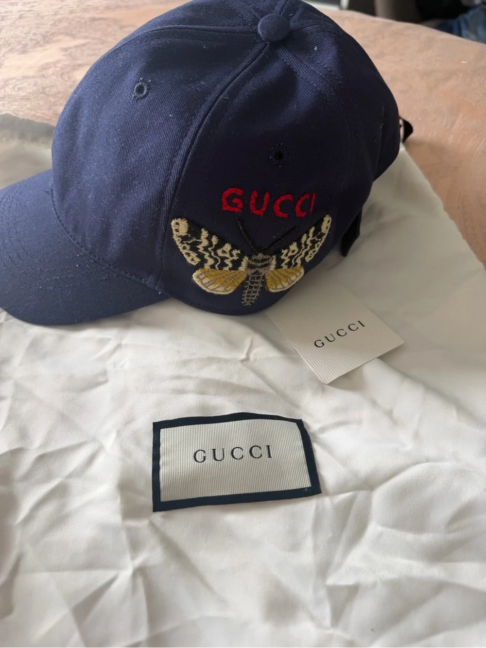 Gucci Unisex Baseball Cap Hat Patch Embroidered Butterfly And Red Logo